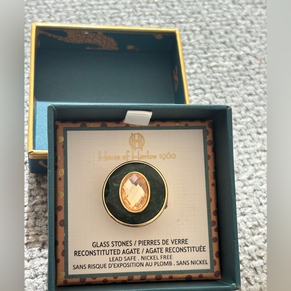 House of Harlow 1960 Green Agate & Gold Statement Ring - Picture 6 of 7